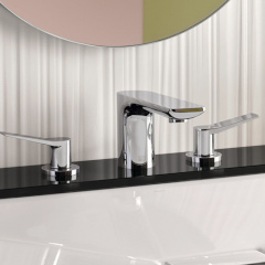 Lisse 3穴型2バルブ洗面混合栓(引棒有り)