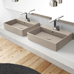 【数量限定品　2025年12月末出荷分まで】SMILE 壁付け・カウンター置き型洗面器600mm+コラムシングルレバー洗面混合栓(引棒無し)+排水目皿+ボトルトラップセット