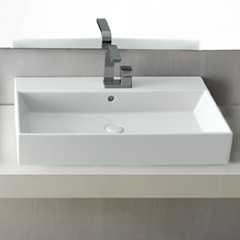 【数量限定品　2025年12月末出荷分まで】SMILE 壁付け・カウンター置き型洗面器800mm+コラムシングルレバー洗面混合栓(引棒無し)+排水目皿+ボトルトラップセット