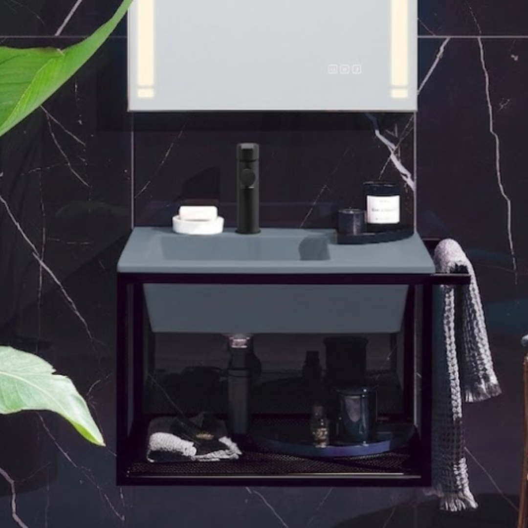 【数量限定】ERA60 壁付け洗面器600mm+コラムシングルレバー洗面混合栓(引棒無し)壁給排水セット　バスケットあり
