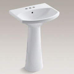 【数量限定品】CIMARRON ペデスタル型洗面器578mm (3穴4インチタイプ)+排水目皿(ポップアップなし)+Pトラップ