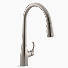 【数量限定品】Simplice シャワーヘッド引出式シングルレバーキッチン用混合栓(台座付)+日本仕様変換アダプター×2