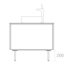 ASSEMBLAGE キャビネットセット850mm(アウトセットタイプ) 天板:シリウス/扉:スレートグレー/脚部(H200mm):ブロンズ