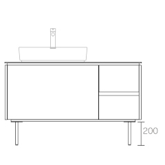 ASSEMBLAGE キャビネットセット1200mm(洗面ボウル左/水栓インセットタイプ) 天板:ダナエ/扉:ウィロー/脚部(H200mm):マットブラック