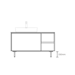 ASSEMBLAGE キャビネットセット1200mm(洗面ボウル左/水栓インセットタイプ) 天板:シリウス/扉:スレートグレー/脚部(H150mm):クロム