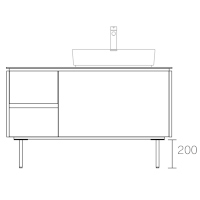 ASSEMBLAGE キャビネットセット1200mm(洗面ボウル右/水栓インセットタイプ) 天板:シリウス/扉:スモーキーベージュ/脚部(H200mm):ブロンズ