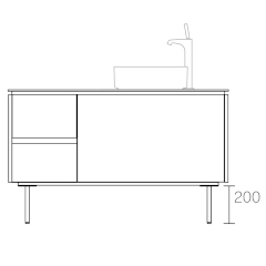 ASSEMBLAGE キャビネットセット1200mm(洗面ボウル右/水栓アウトセットタイプ) 天板:シリウス/扉:ディムグレー/脚部(H200mm):ブロンズ