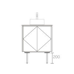 ASSEMBLAGE MINI キャビネット600mm (水栓インセットタイプ) 天板:ダナエ 扉:ウィロー 脚:ブロンズ H200mm