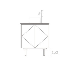 ASSEMBLAGE MINI キャビネット600mm (水栓アウトセット取付穴径35mm) 天板:SILVER 扉:ディムグレー 脚:マットブラック H150mm