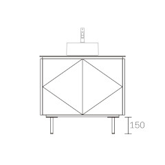 ASSEMBLAGE MINI キャビネット750mm (水栓インセットタイプ) 天板:SILVER 扉:スレートグレー 脚:マットブラック H150mm