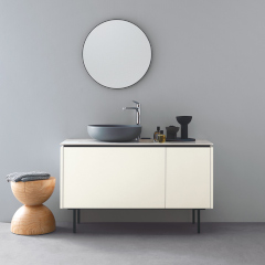 ASSEMBLAGE WHITE キャビネットセット1200mm　2段扉タイプ(洗面ボウル左)　脚部:マットブラック　H:200