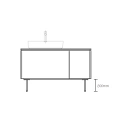 ASSEMBLAGE WHITE キャビネットセット1200mm　2段扉タイプ(洗面ボウル左)　脚部:マットブラック　H:200