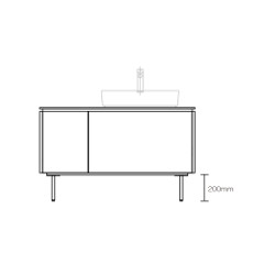 ASSEMBLAGE WHITE キャビネットセット1200mm　2段扉タイプ(洗面ボウル右)　脚部:クロム　H:200