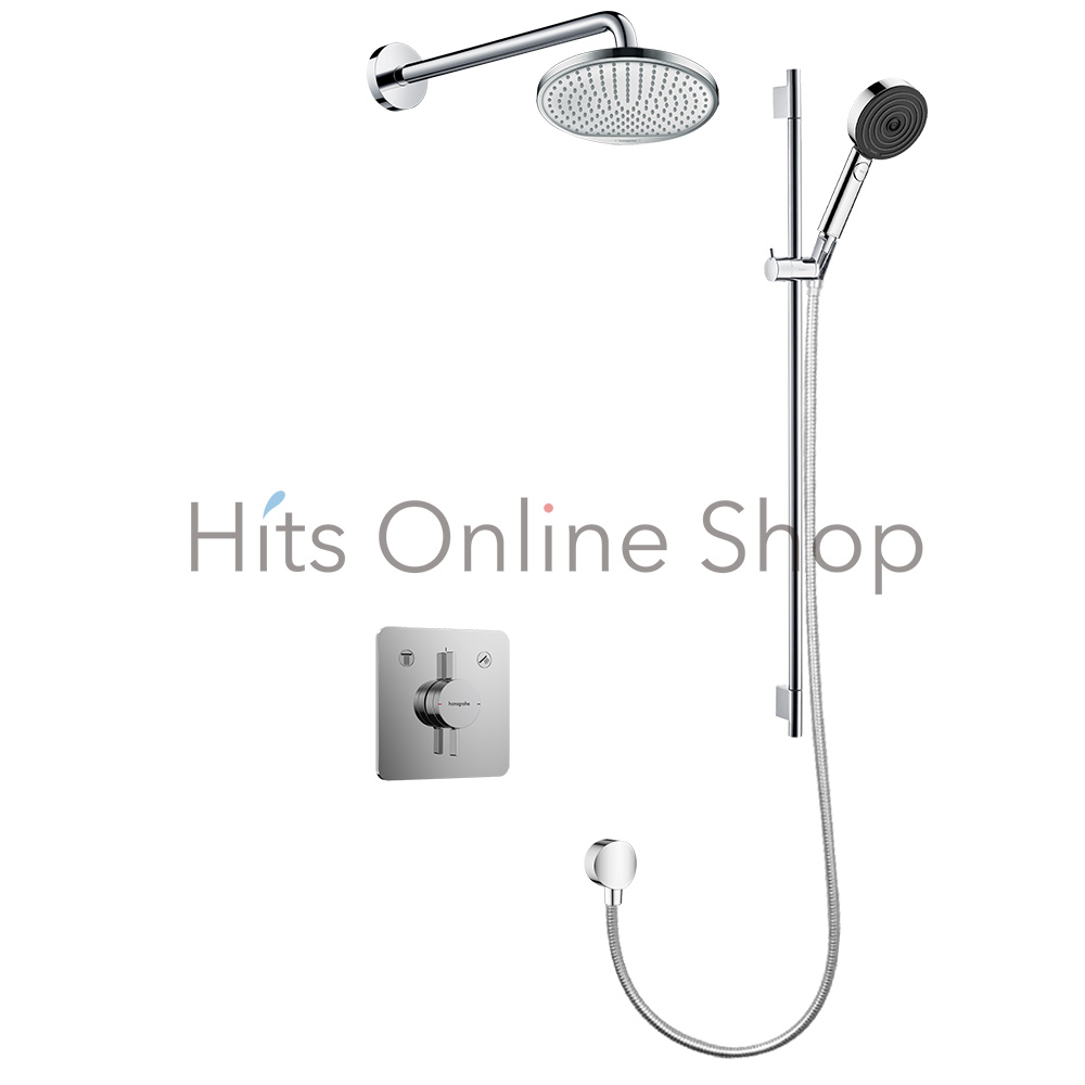 パルシファイ セレクトS ハンドシャワー+DuoTurn Q 埋込式シングルレバー混合水栓 2アウトレット+クロメッタS オーバーヘッドシャワー 240 1ジェットセット