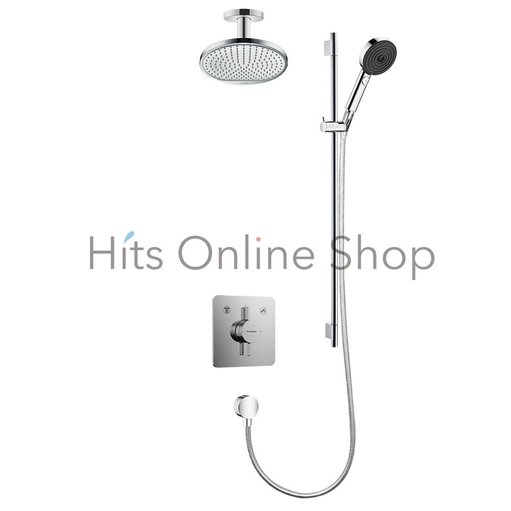 パルシファイ セレクトS ハンドシャワー+DuoTurn Q 埋込式シングルレバー混合水栓 2アウトレット+クロメッタS オーバーヘッドシャワー 240 1ジェットセット