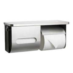 ペーパー盗難防止鍵付  棚付横2連ワンハンドペーパーホルダー