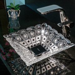 MIMI SQUARE QUEEN クリスタルガラス手洗器280mm ヴィクトリアクイーンスクエア