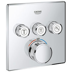GROHTHERM SMARTCONTROL サーモスタット 3バルブ混合栓 スクエアタイプ 化粧部