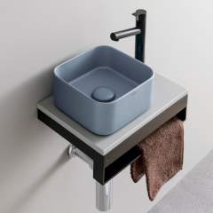 【数量限定品 2025年12月末出荷分まで】MINIMULTIPLO セラミックカウンター+SHUI COMFORT MINIMO SQUARE置き型手洗器250mm+排水目皿+ボトルトラップセット