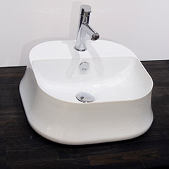 【キャンペーン】SHARP 42 カウンター置き型洗面器420mm+単水栓セット(床給水+Sトラップ)