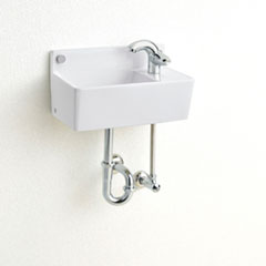 【セット割対象品】COMPACT LINE 手洗器【単水栓】セット (手洗器:ピュアホワイト、壁排水+壁給水)