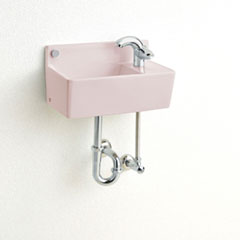 【セット割対象品】COMPACT LINE 手洗器【単水栓】セット (手洗器:ピンク、壁排水+壁給水)