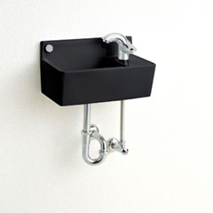 【セット割対象品】COMPACT LINE 手洗器【自動水栓】セット (手洗器:ブラック、壁排水+壁給水)