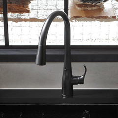 Simplice シャワーヘッド引出式シングルレバーキッチン用混合栓(台座付)