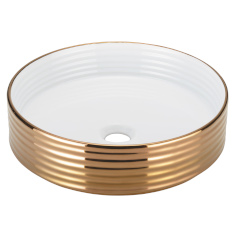 Ring 置き型手洗器405mm　ホワイト×グロッシーブラス